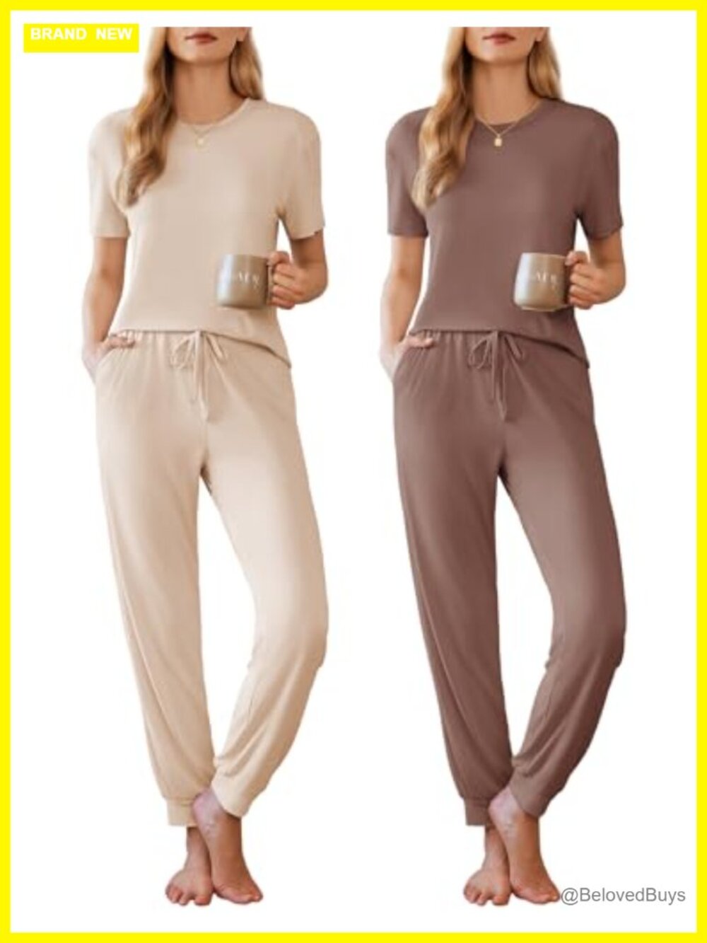 Ekouaer Women's 2-Piece Pajama Lounge Set Soft Moisture-Wicking Jogger